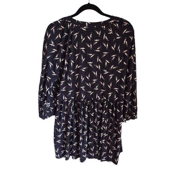 Anthropologie Maeve Shirt Women's XL Black Winona Babydoll Tunic Butterfly Print - Picture 10 of 12